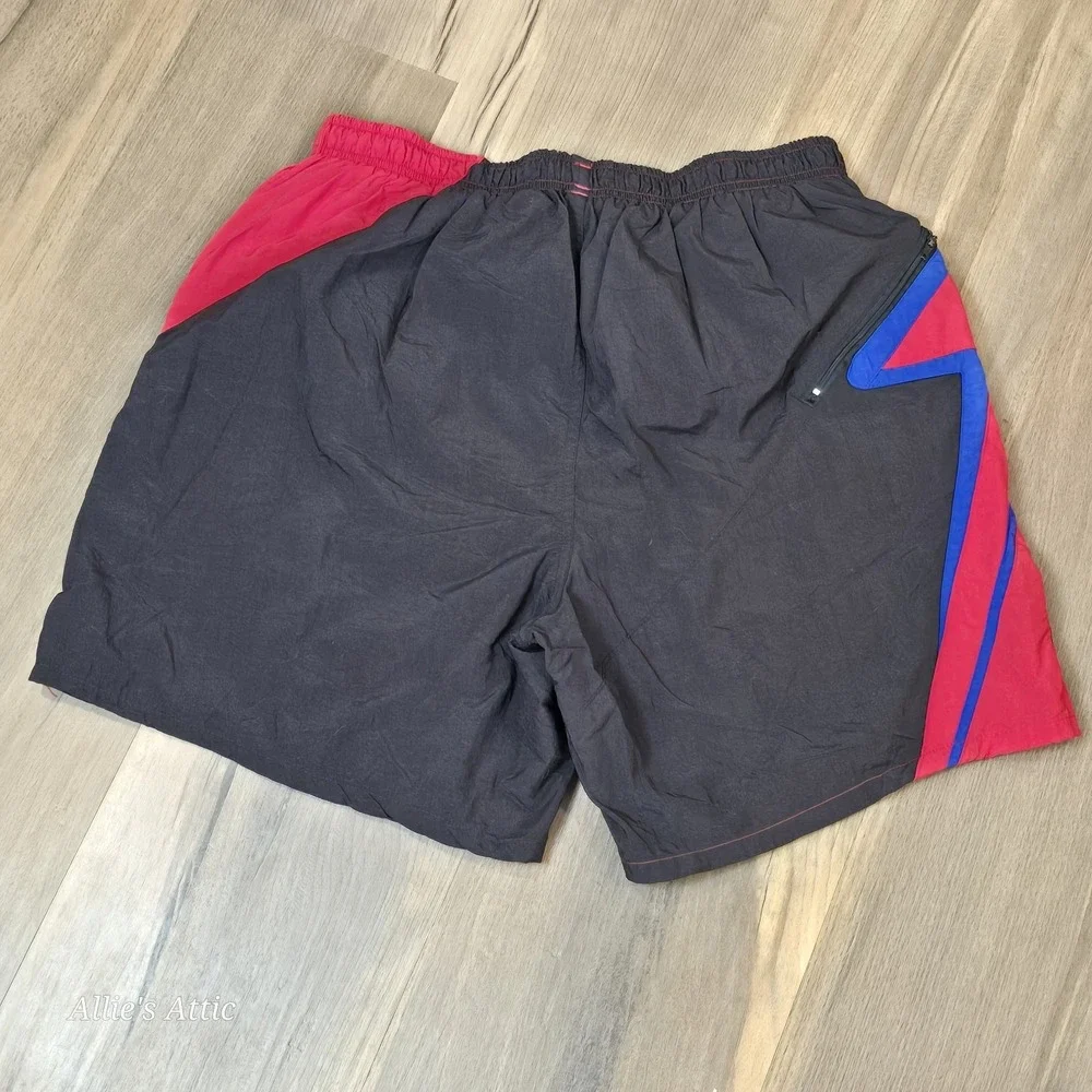 Speedo Swim Shorts Trunks Mens Red Black Blue Colorblock Vintage Retro 90s Large